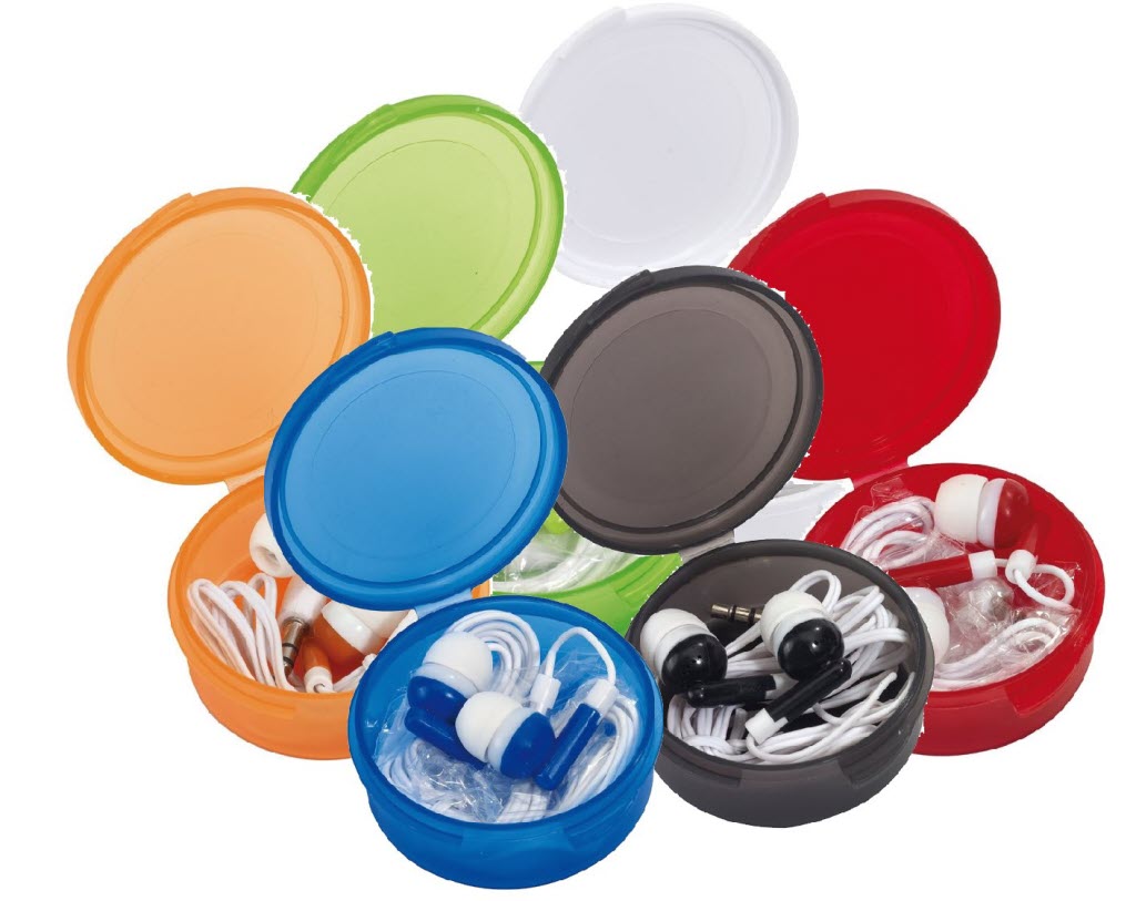 Budgetline In Ear telefoon blauw met opbergdoosje