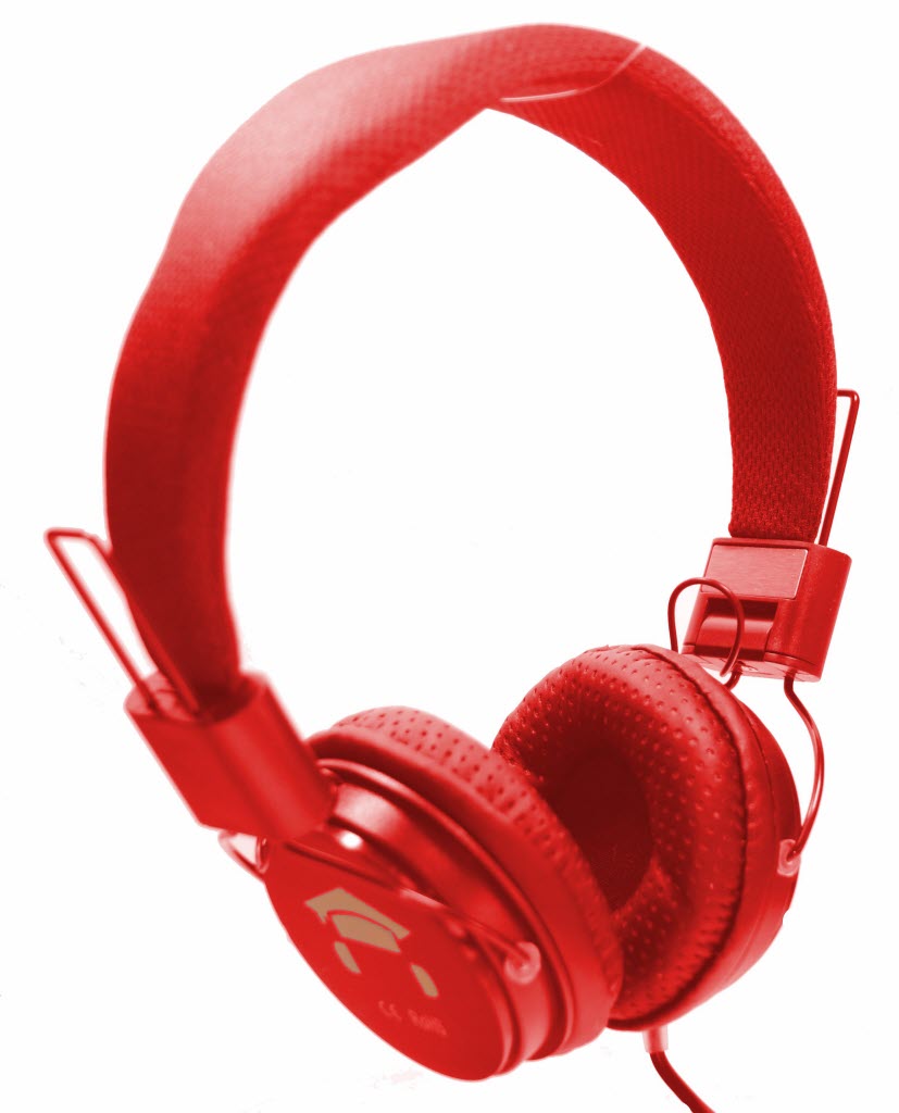 Écouteurs DKT Ecoli Rouge pliables avec oreillettes souples.